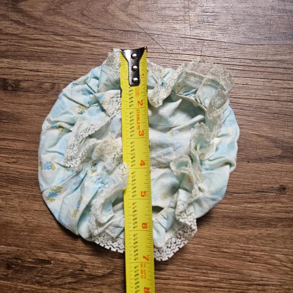 Vintage‎ 50s 60s Gingham Floral Baby Doll Bonnet Lace Trim Sun Hat Coquette